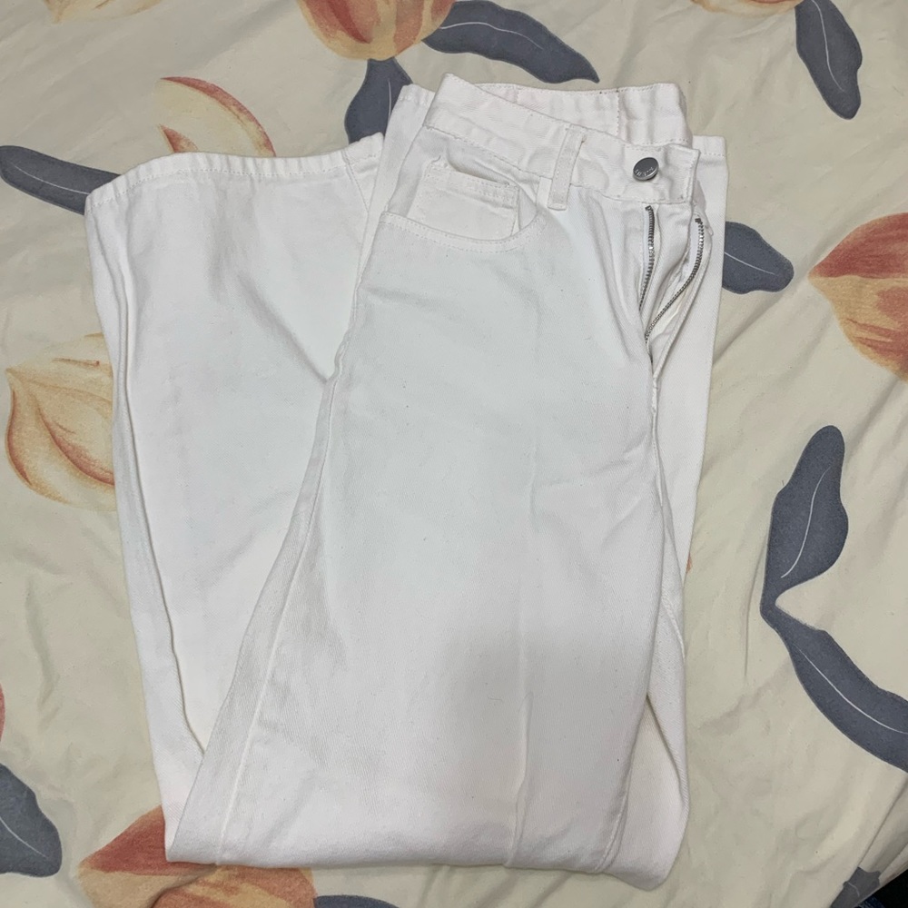 SHEIN brand wide leg white jeans